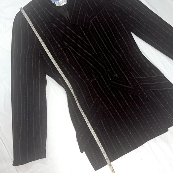 Thierry Mugler Vintage 1980’s Brown Wool Striped Suit Pant Set, size 42 - Picture 9 of 17